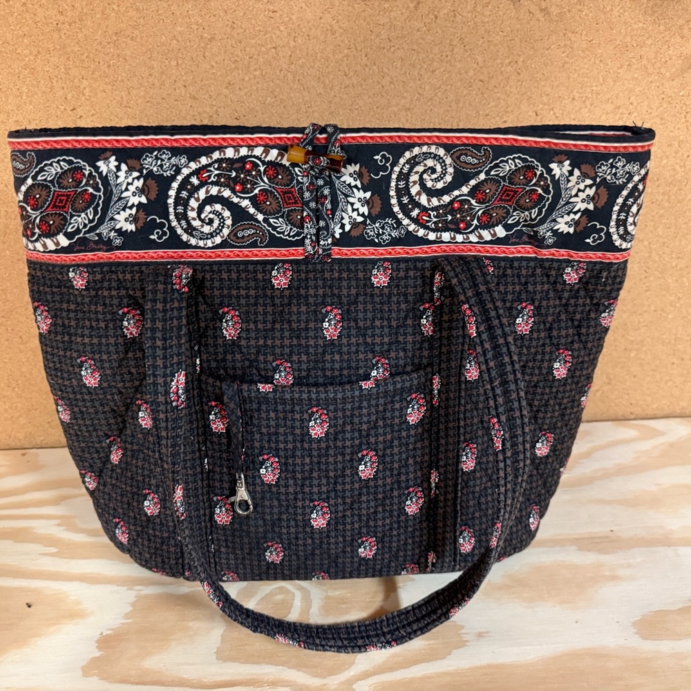 Vintage Vera Bradley Paisley Tote Bag - Black and Red 0062